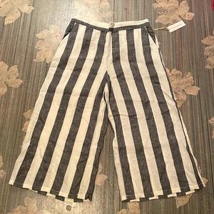 Catherine Malandrino striped linen wide leg pants XL